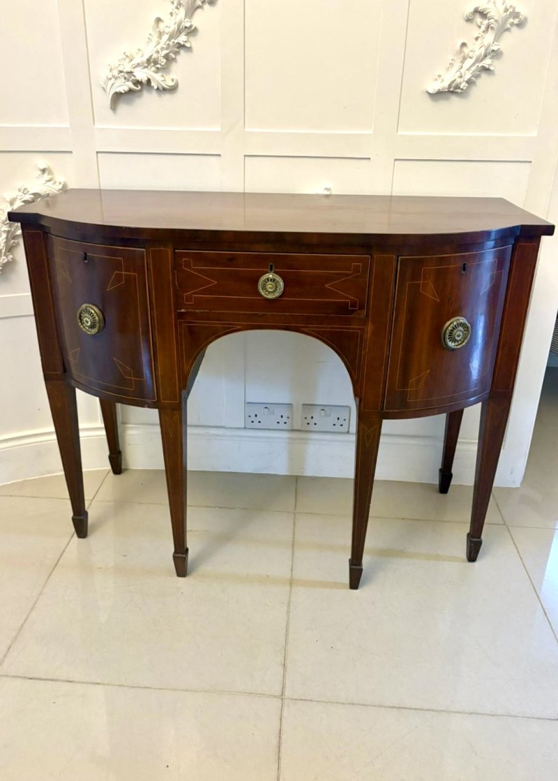 Small Antique George III Quality Inlaid Figured Mahogany Sideboard